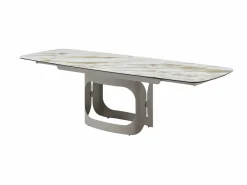 Mesa de comedor extensible 6 a 10 personas en cerámica, cristal templado y metal topo - Efecto mármol - DAVULO de Maison Céphy^Vente-unique New