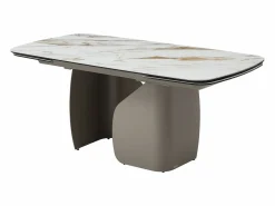 Vente-unique Mesa Extensible|Mesa De Comedor|Mesa de comedor extensible para 6 a 10 personas en cerámica, cristal templado y metal topo - Efecto mármol - CAMUVO de Maison Céphy