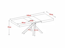 Vente-unique Mesa de comedor extensible 6 a 10 comensales de MDF - Natural y negro - CATONAV Color natural claro Clearance