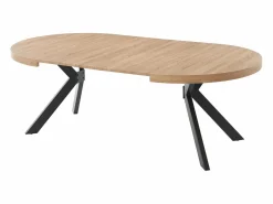 Vente-unique Mesa Extensible|Mesa De Comedor|Mesa de comedor extensible 4 a 8 comensales de MDF y acero - Natural y negro - KOMONI