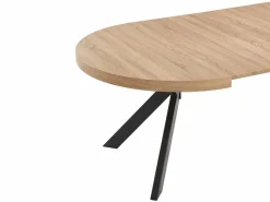 Vente-unique Mesa Extensible|Mesa De Comedor|Mesa de comedor extensible 4 a 8 comensales de MDF y acero - Natural y negro - KOMONI