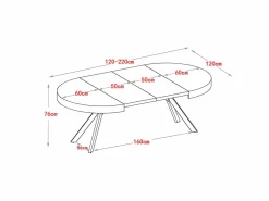 Vente-unique Mesa Extensible|Mesa De Comedor|Mesa de comedor extensible 4 a 8 comensales de MDF y acero - Natural y negro - KOMONI