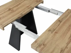 Vente-unique Mesa de comedor extensible de 4 a 10 personas en MDF y metal - Natural y Negro - EMELIA Color natural claro Best
