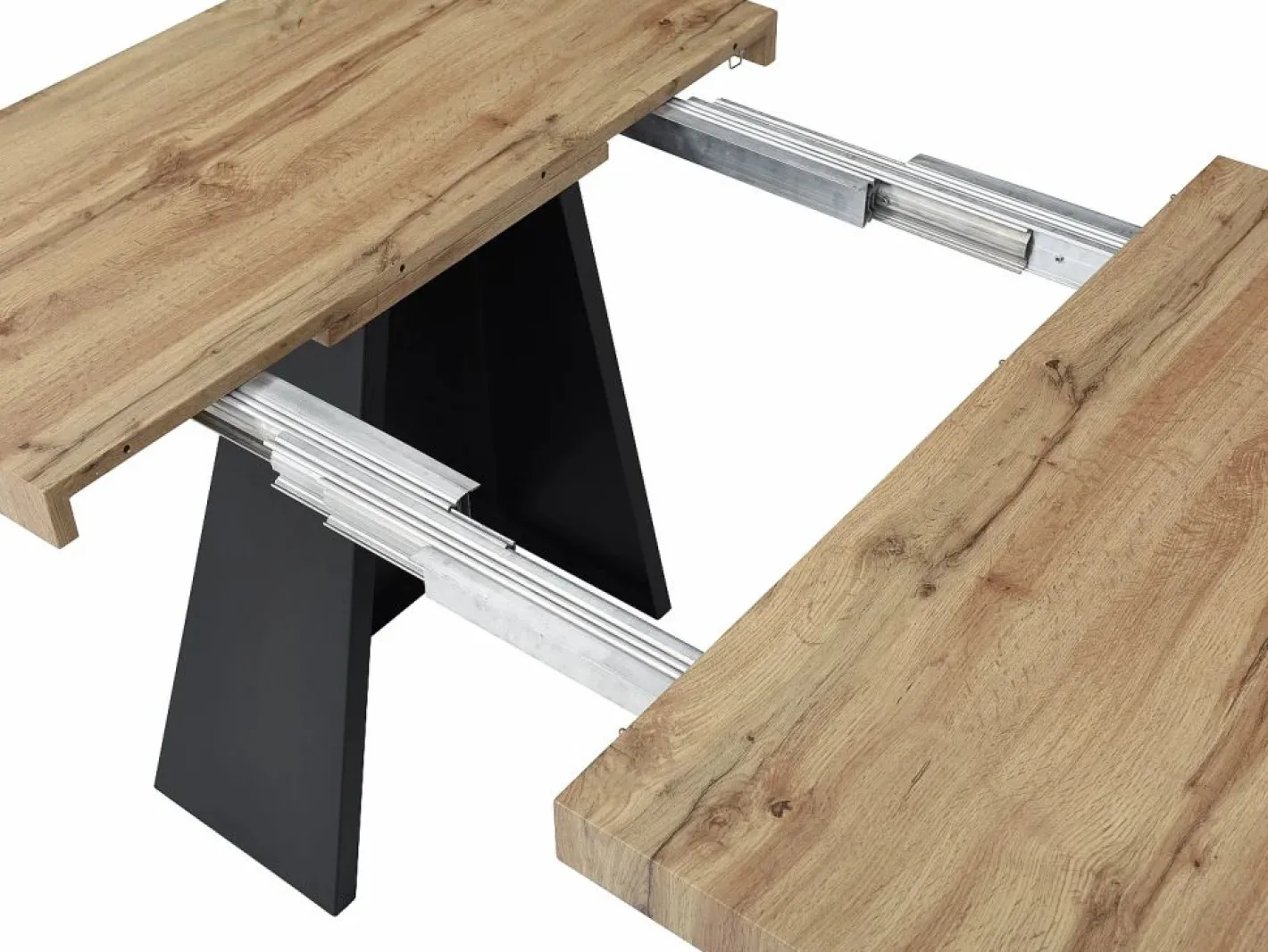 Vente-unique Mesa de comedor extensible de 4 a 10 personas en MDF y metal - Natural y Negro - EMELIA Color natural claro Best