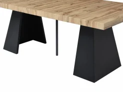 Vente-unique Mesa de comedor extensible de 4 a 10 personas en MDF y metal - Natural y Negro - EMELIA Color natural claro Best