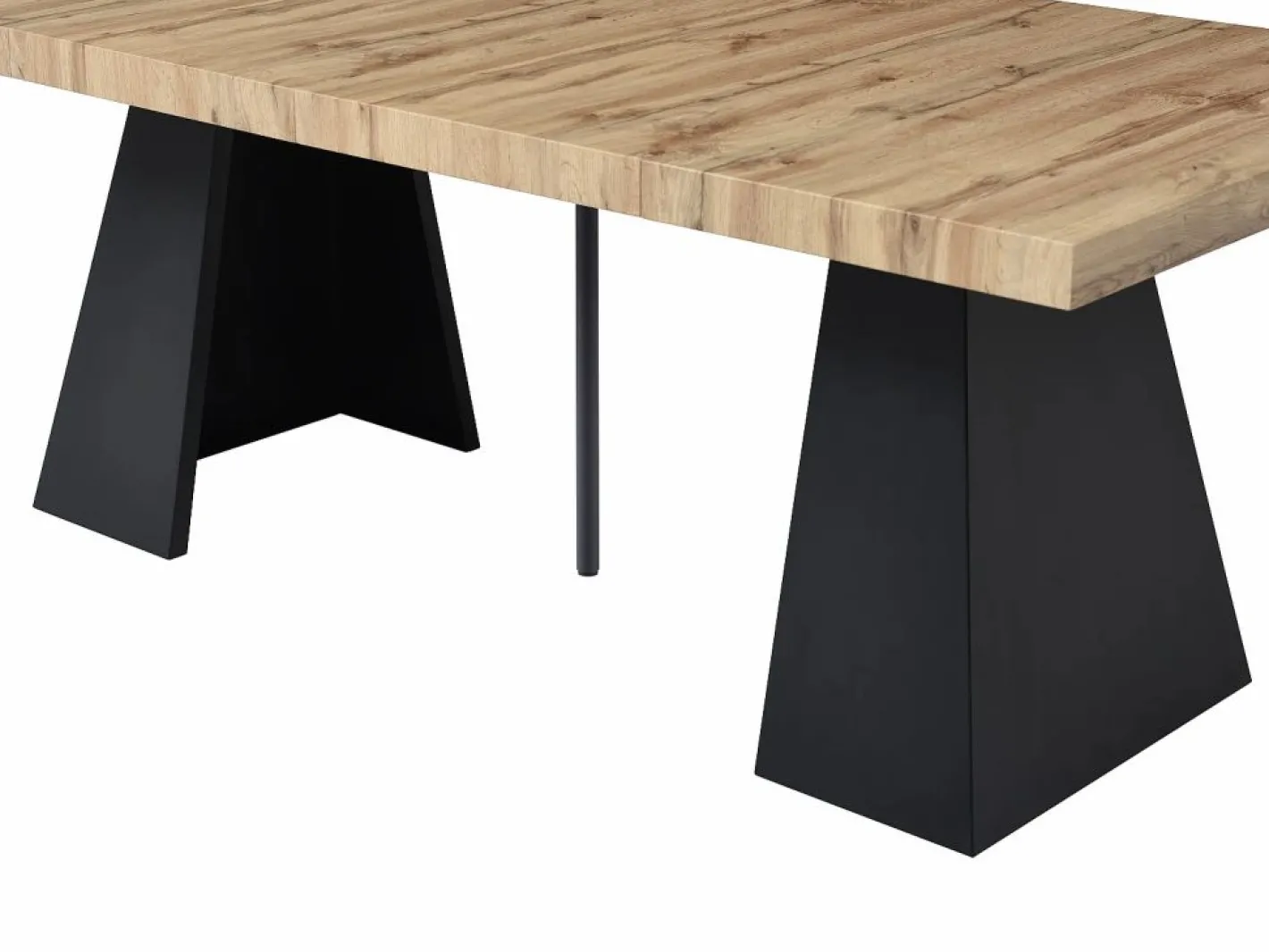 Vente-unique Mesa de comedor extensible de 4 a 10 personas en MDF y metal - Natural y Negro - EMELIA Color natural claro Best