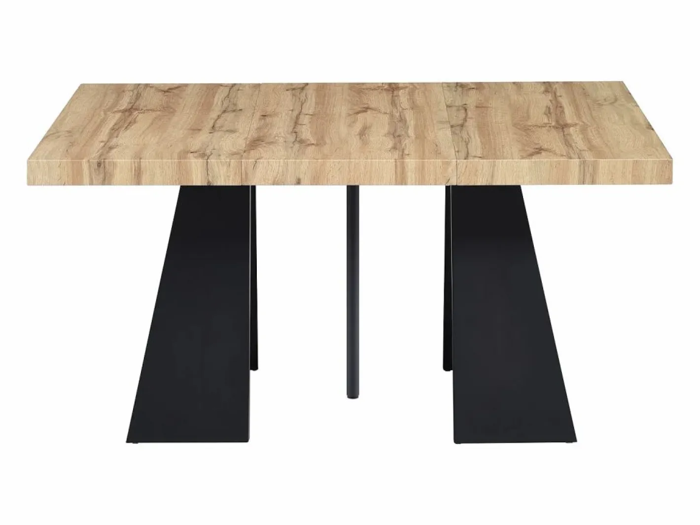 Vente-unique Mesa de comedor extensible de 4 a 10 personas en MDF y metal - Natural y Negro - EMELIA Color natural claro Best