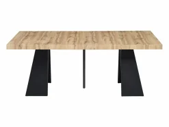 Vente-unique Mesa de comedor extensible de 4 a 10 personas en MDF y metal - Natural y Negro - EMELIA Color natural claro Best