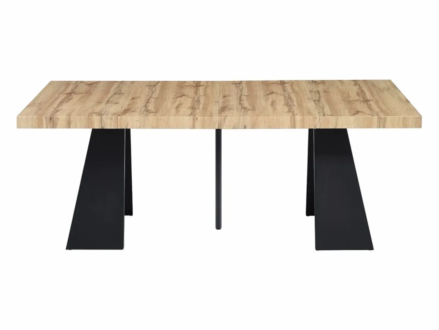 Vente-unique Mesa de comedor extensible de 4 a 10 personas en MDF y metal - Natural y Negro - EMELIA Color natural claro Best