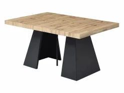 Vente-unique Mesa de comedor extensible de 4 a 10 personas en MDF y metal - Natural y Negro - EMELIA Color natural claro Best