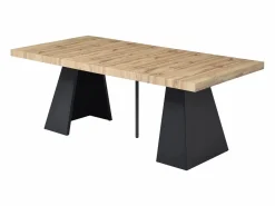 Vente-unique Mesa de comedor extensible de 4 a 10 personas en MDF y metal - Natural y Negro - EMELIA Color natural claro Best