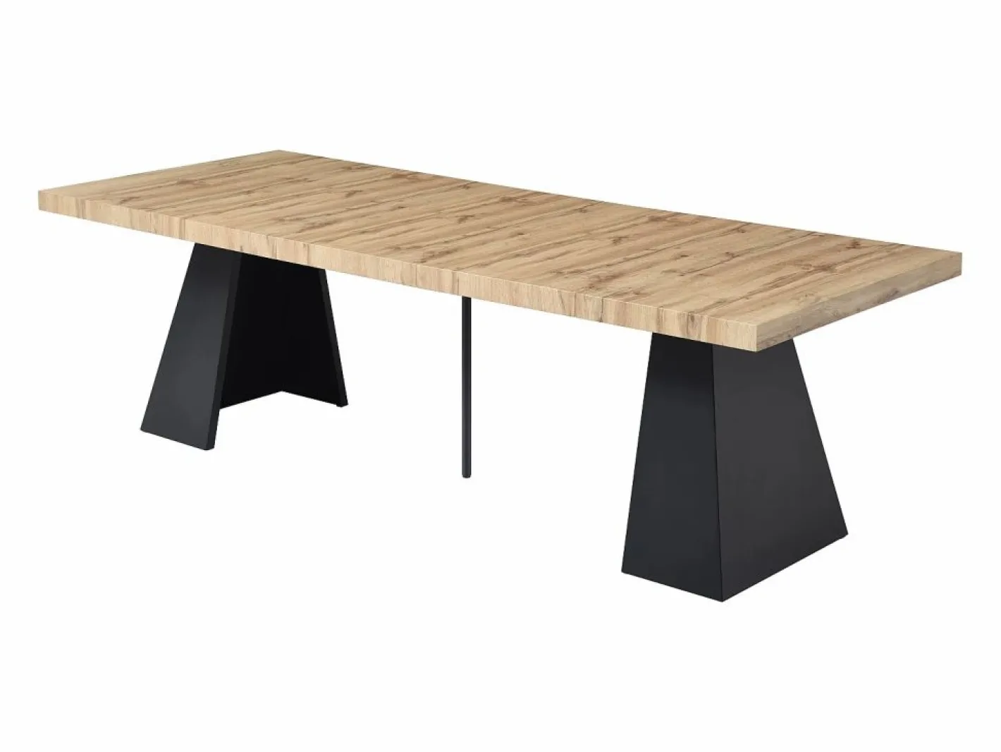 Vente-unique Mesa de comedor extensible de 4 a 10 personas en MDF y metal - Natural y Negro - EMELIA Color natural claro Best