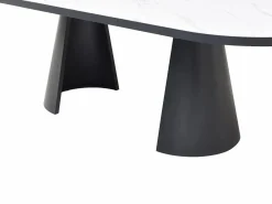 Vente-unique Mesa Extensible|Mesa De Comedor|Mesa de comedor extensible para 6 a 10 personas en MDF - Efecto Mármol Blanco y Negro - KORIZEA