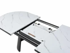 Vente-unique Mesa Extensible|Mesa De Comedor|Mesa de comedor extensible para 6 a 10 personas en MDF - Efecto Mármol Blanco y Negro - KORIZEA