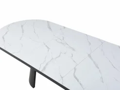 Vente-unique Mesa Extensible|Mesa De Comedor|Mesa de comedor extensible para 6 a 10 personas en MDF - Efecto Mármol Blanco y Negro - KORIZEA