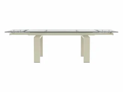 Vente-unique Mesa De Comedor|Mesa Extensible|Mesa de comedor extensible en cristal templado y metal - Transparente y Beige - LUBANA