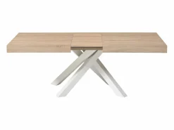 Vente-unique Mesa Extensible|Mesa De Comedor|Mesa de comedor extensible de 6 a 10 cubiertos en MDF y metal - Natural y blanco - CATONAV