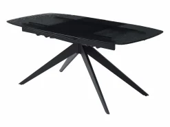Mesa de comedor extensible en vidrio templado burbujeado y metal - - LEGRIO de^Maison Céphy Discount