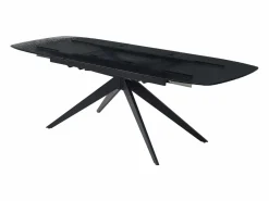 Mesa de comedor extensible en vidrio templado burbujeado y metal - - LEGRIO de^Maison Céphy Discount