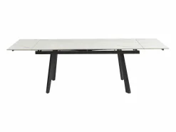 Vente-unique Mesa Extensible|Mesa De Comedor|Mesa de comedor extensible en cerámica y metal - Efecto mármol blanco y negro - MARVENA