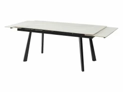 Vente-unique Mesa Extensible|Mesa De Comedor|Mesa de comedor extensible en cerámica y metal - Efecto mármol blanco y negro - MARVENA