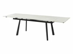 Vente-unique Mesa Extensible|Mesa De Comedor|Mesa de comedor extensible en cerámica y metal - Efecto mármol blanco y negro - MARVENA