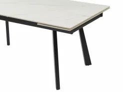 Vente-unique Mesa Extensible|Mesa De Comedor|Mesa de comedor extensible en cerámica y metal - Efecto mármol blanco y negro - MARVENA