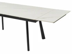 Vente-unique Mesa Extensible|Mesa De Comedor|Mesa de comedor extensible en cerámica y metal - Efecto mármol blanco y negro - MARVENA