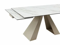 Maison Céphy Mesa de comedor extensible de cerámica y metal - Efecto mármol blanco y beige - LOZIPA Beige / Blanco Discount