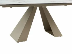 Maison Céphy Mesa de comedor extensible de cerámica y metal - Efecto mármol blanco y beige - LOZIPA Beige / Blanco Discount