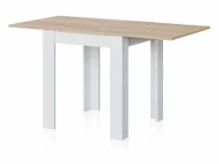 duehome Mesa de comedor extensible Giro Blanco Artik (Blanco Mate) - Roble Canadian Color natural claro / Blanco Online