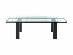 Mesa de comedor extensible LUBANA - Cristal templado, metal - negro^Vente-unique Online