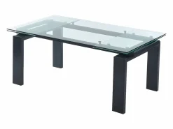 Mesa de comedor extensible LUBANA - Cristal templado, metal - negro^Vente-unique Online