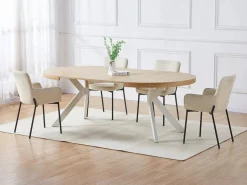 Vente-unique Mesa de comedor extensible para 4 a 8 personas en MDF y acero - Natural y blanco - KOMONI Color natural claro / Blanco Best