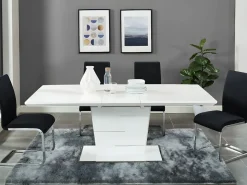 Vente-unique Mesa Extensible|Mesa De Comedor|Mesa de comedor extensible AMELLE para 6 a 8 cubiertos, lacada en