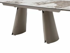 Vente-unique Mesa de comedor extensible para 6 a 10 personas en cerámica, cristal templado y metal bronce - Efecto mármol blanco y gris - FARUDI de Maison Céphy Gris / Blanco Discount
