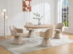 Mesa de comedor extensible para 2 a 12 personas en MDF y acero - Natural claro y blanco - FIRELA^Vente-unique Clearance