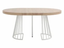Mesa de comedor extensible para 2 a 12 personas en MDF y acero - Natural claro y blanco - FIRELA^Vente-unique Clearance