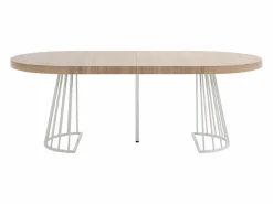 Mesa de comedor extensible para 2 a 12 personas en MDF y acero - Natural claro y blanco - FIRELA^Vente-unique Clearance