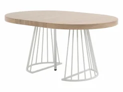 Mesa de comedor extensible para 2 a 12 personas en MDF y acero - Natural claro y blanco - FIRELA^Vente-unique Clearance