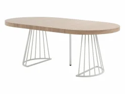 Mesa de comedor extensible para 2 a 12 personas en MDF y acero - Natural claro y blanco - FIRELA^Vente-unique Clearance