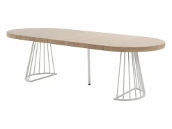 Mesa de comedor extensible para 2 a 12 personas en MDF y acero - Natural claro y blanco - FIRELA^Vente-unique Clearance