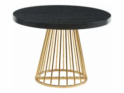 Vente-unique Mesa Extensible|Mesa De Comedor|Mesa de comedor extensible 2 a 12 comensales de MDF y acero - Negro y dorado - FIRELA