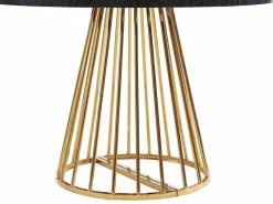 Vente-unique Mesa Extensible|Mesa De Comedor|Mesa de comedor extensible 2 a 12 comensales de MDF y acero - Negro y dorado - FIRELA