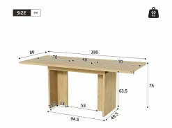Mesa de comedor extensible 140/180x80 cm para 6 a 8 personas - Natural claro^Hauss Spole New