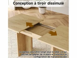 Mesa de comedor extensible 140/180x80 cm para 6 a 8 personas - Natural claro^Hauss Spole New