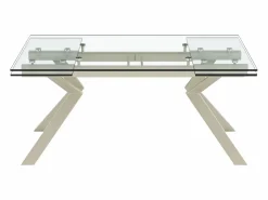 Mesa de comedor extensible en vidrio templado y de metal beige - Transparente - VELIKA^Vente-unique Hot
