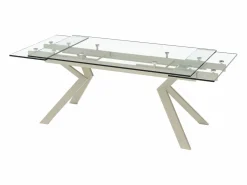Mesa de comedor extensible en vidrio templado y de metal beige - Transparente - VELIKA^Vente-unique Hot