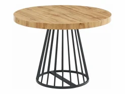 Vente-unique Mesa Extensible|Mesa De Comedor|Mesa de comedor extensible 2 a 12 comensales de MDF y acero - Natural y negro - FIRELA