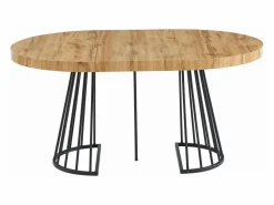 Vente-unique Mesa Extensible|Mesa De Comedor|Mesa de comedor extensible 2 a 12 comensales de MDF y acero - Natural y negro - FIRELA
